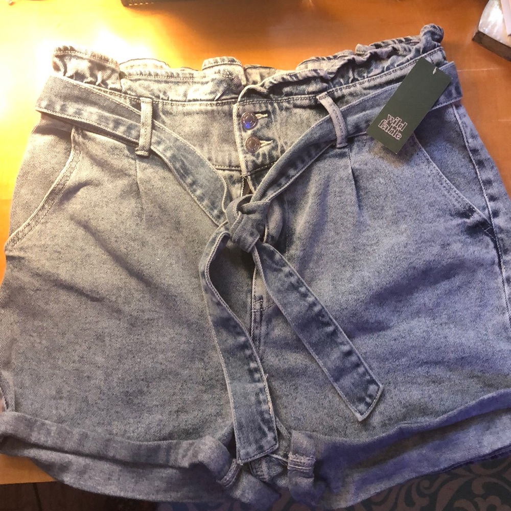 wild fable jean shorts with denim tie belt